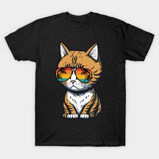 Cool Feline in Shades: Whiskered Purrfection for Cat Miaw Lovers T-Shirt